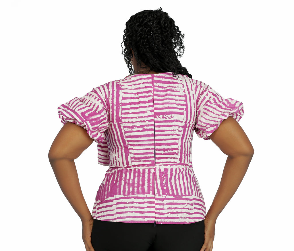 ZURI Hand-dyed Adire Bow Blouse