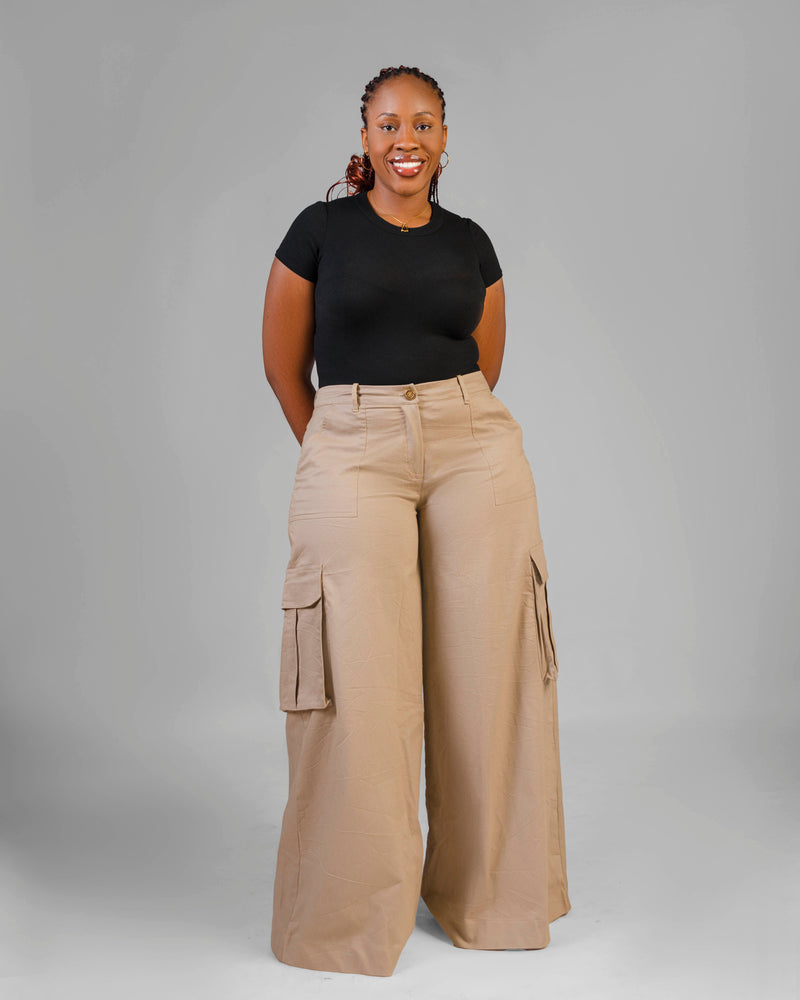 SENA High-Waist Wide-Leg Cargo